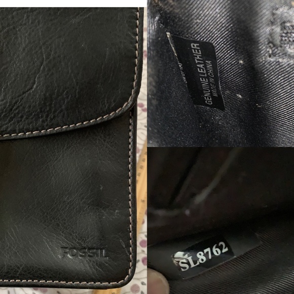 Fossil genuine black leather crossbody - Picture 3 of 12